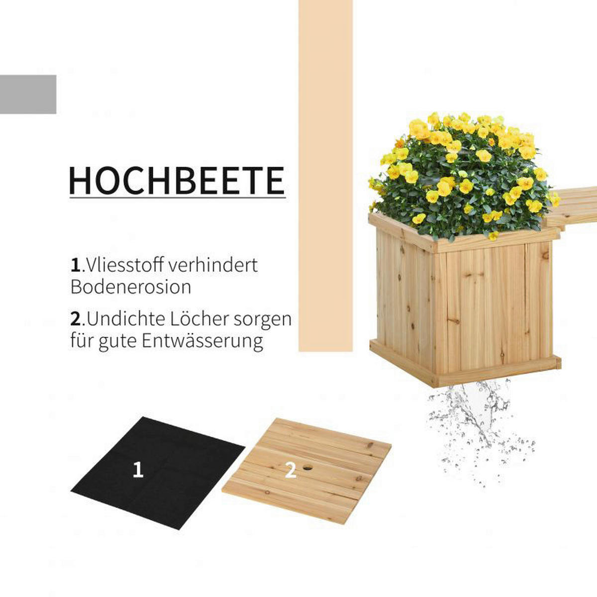 Outsunny Hochbeet Holz H/T/L: ca. 40x38x176 cm Hochbeet 845-438ND - (176,00cm) - Outsunny