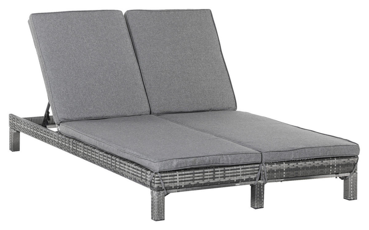 Outsunny Doppelliege grau Metall B/H/L: ca. 120x28x195 cm Doppelliege - grau (195,00/120,00/28,00cm) - Outsunny