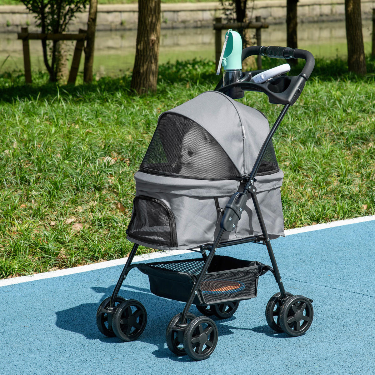 PawHut Hunde-Zubehör grau Polypropylen B/H/L: ca. 45x67x96 cm Hundewagen - grau (96,00/45,00/67,00cm) - PawHut