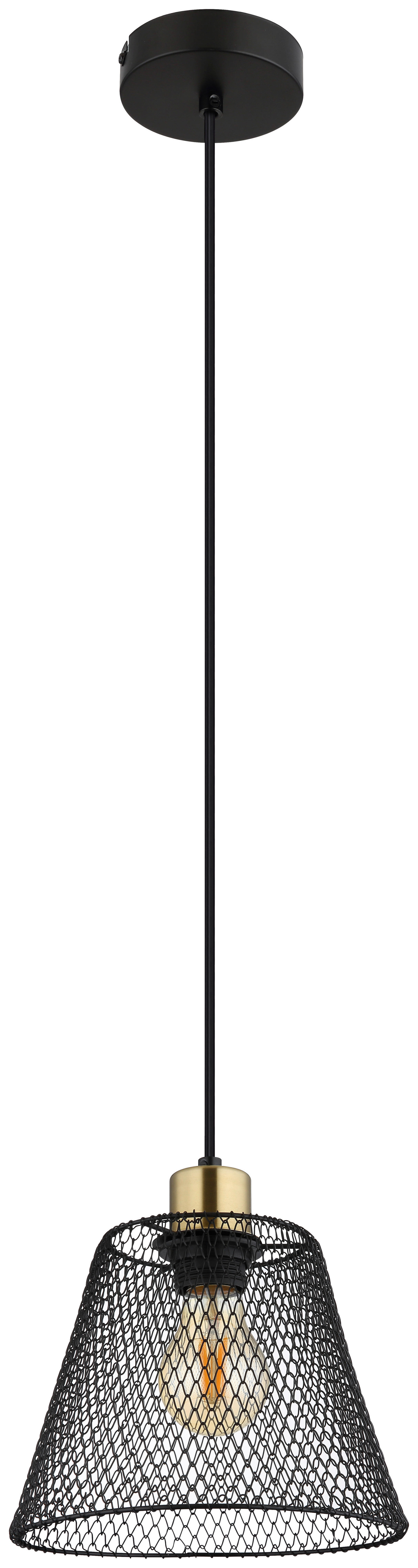 GLOBO Pendelleuchte schwarz gold Metall H/D: ca. 120x20 cm E27 1 Brennstellen BAKU - gold/schwarz (20,00/120,00cm) - GLOBO