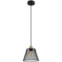GLOBO Pendelleuchte schwarz gold Metall H/D: ca. 120x20 cm E27 1 Brennstellen BAKU - gold/schwarz (20,00/120,00cm) - GLOBO