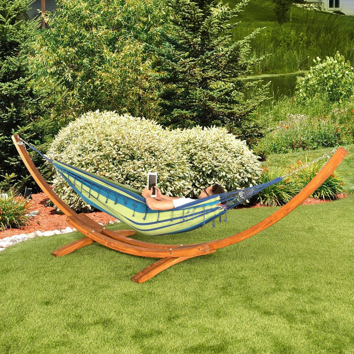 Ultranatura Hängematte grün Polyester Hängematte_UN1123_Hammock_Bali - blau/grün - Ultranatura