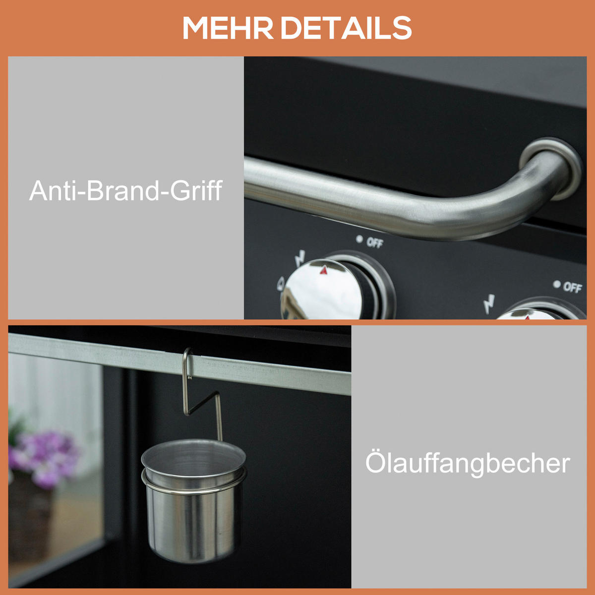 Outsunny Gasgrill Gasgrill - schwarz (132,40/55,00/109,00cm) - Outsunny