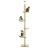 PawHut Kratzbaum Eiche Polyester B/H/L: ca. 40x250x40 cm Kratzbaum - Eiche/cremeweiß (40,00/40,00/250,00cm) - PawHut