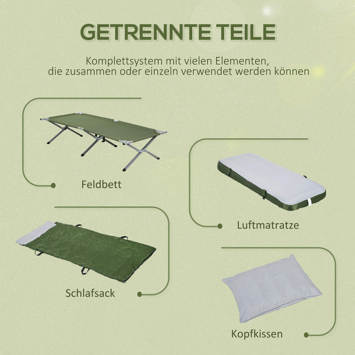 Outsunny Campingartikel B/H/L: ca. 86x193x63 cm Feldbett - grün (63,00/86,00/193,00cm) - Outsunny