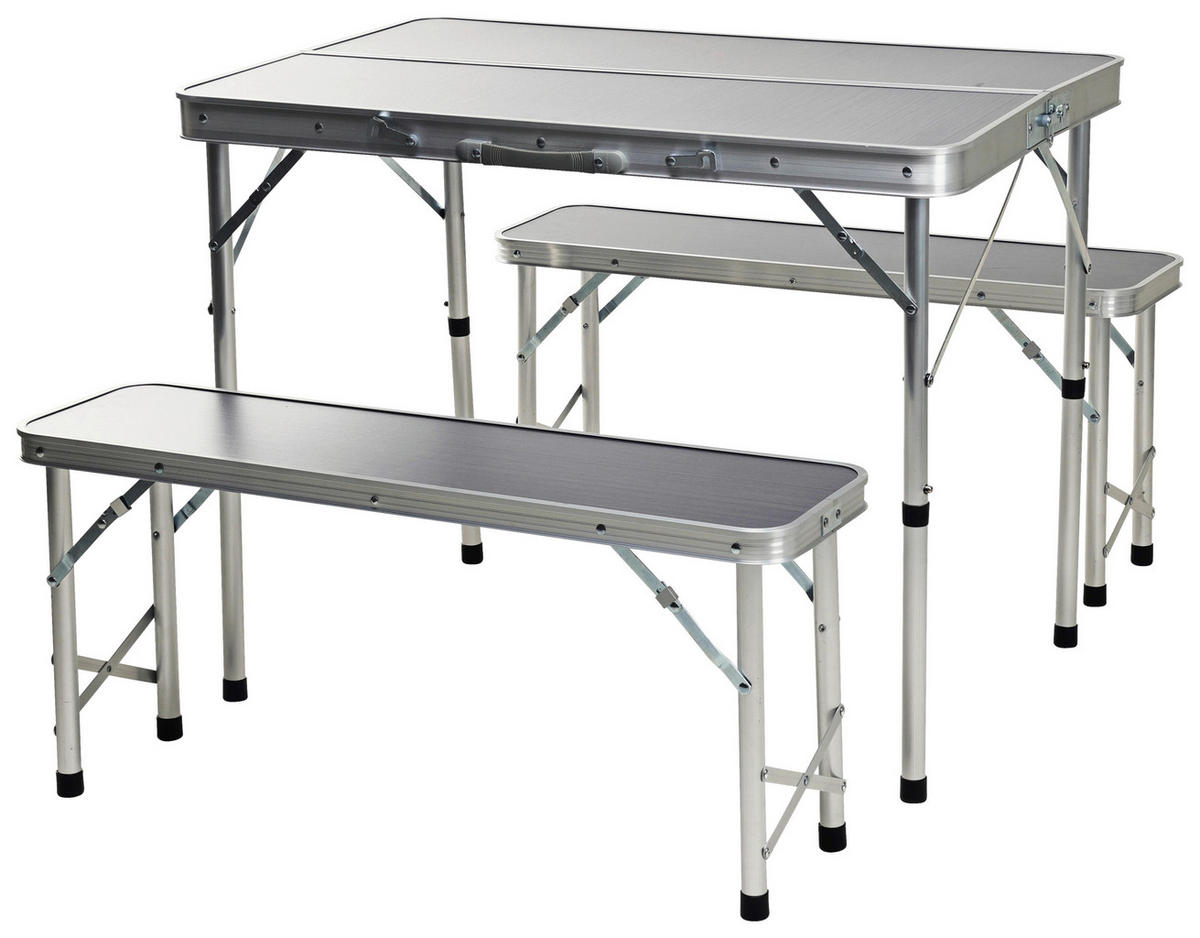 Camping Tischset dunkelgrau MDF B/H/L: ca. 93x11,5x33 cm Camping-Tischset_mit_2_Bänken - dunkelgrau (33,00/93,00/11,50cm)