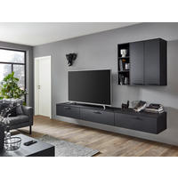 Nobilia Wohnwand Easytouch Grafitschwarz Lacklaminat B: ca. 280 cm Easytouch - schwarz/Grafitschwarz (280,00cm) - nobilia