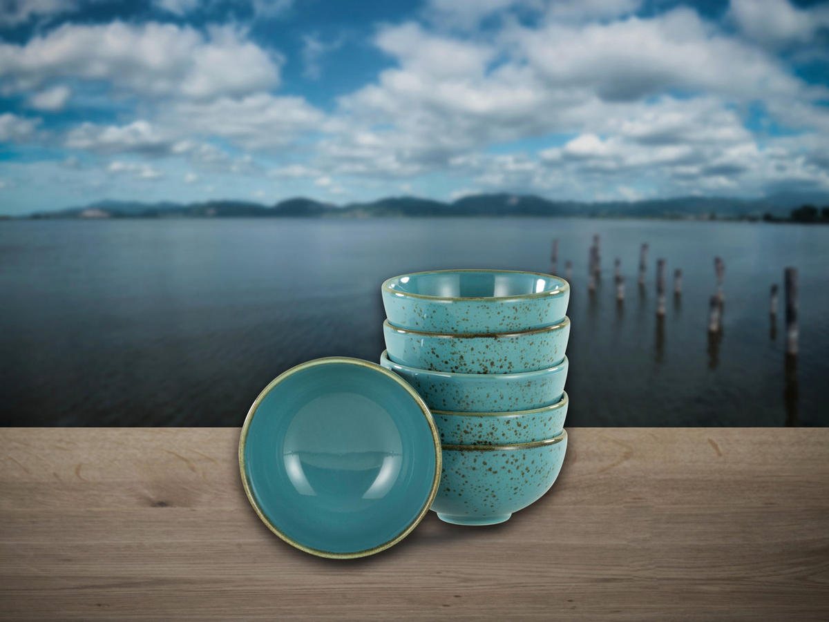 CreaTable Schalen-Set NATURE COLLECTION türkis Steinzeug D: ca. 11,5 cm NATURE COLLECTION - türkis (11,50cm) - CreaTable