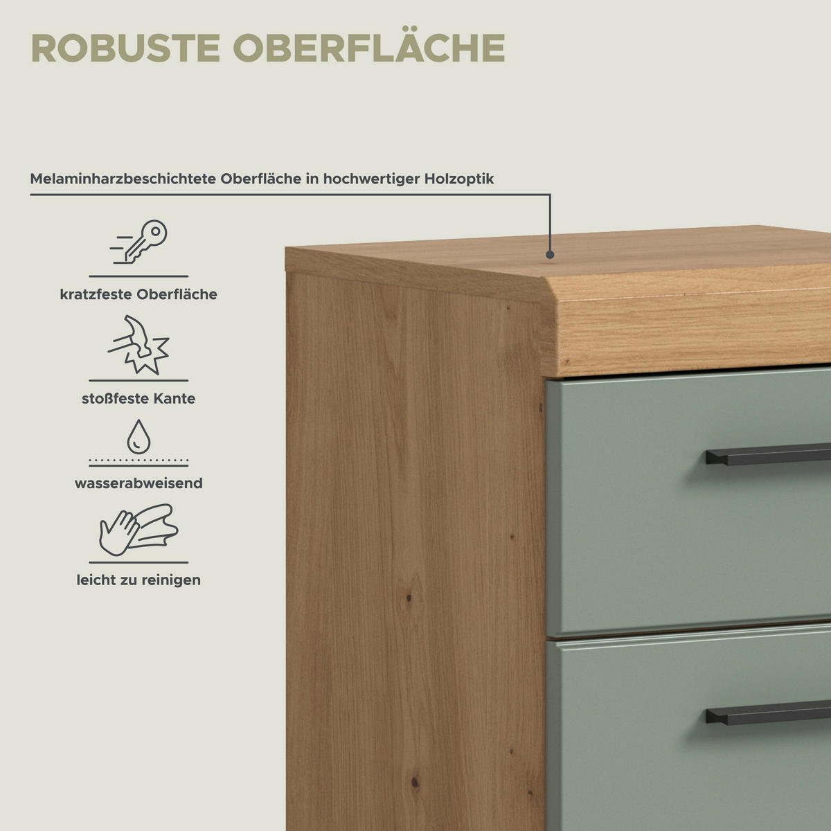Schrank Scout Eiche Artisan Nachbildung salbei Nachbildung B/H/T: ca. 37x88x31 cm Scout - Eiche/salbei (37,00/88,00/31,00cm) - xonox.home