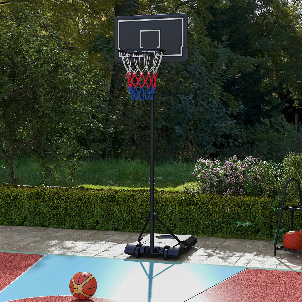 SPORTNOW Basketballkorb schwarz B/H/L: ca. 55x74x250 cm Basketballständer - schwarz (250,00/55,00/74,00cm) - SPORTNOW