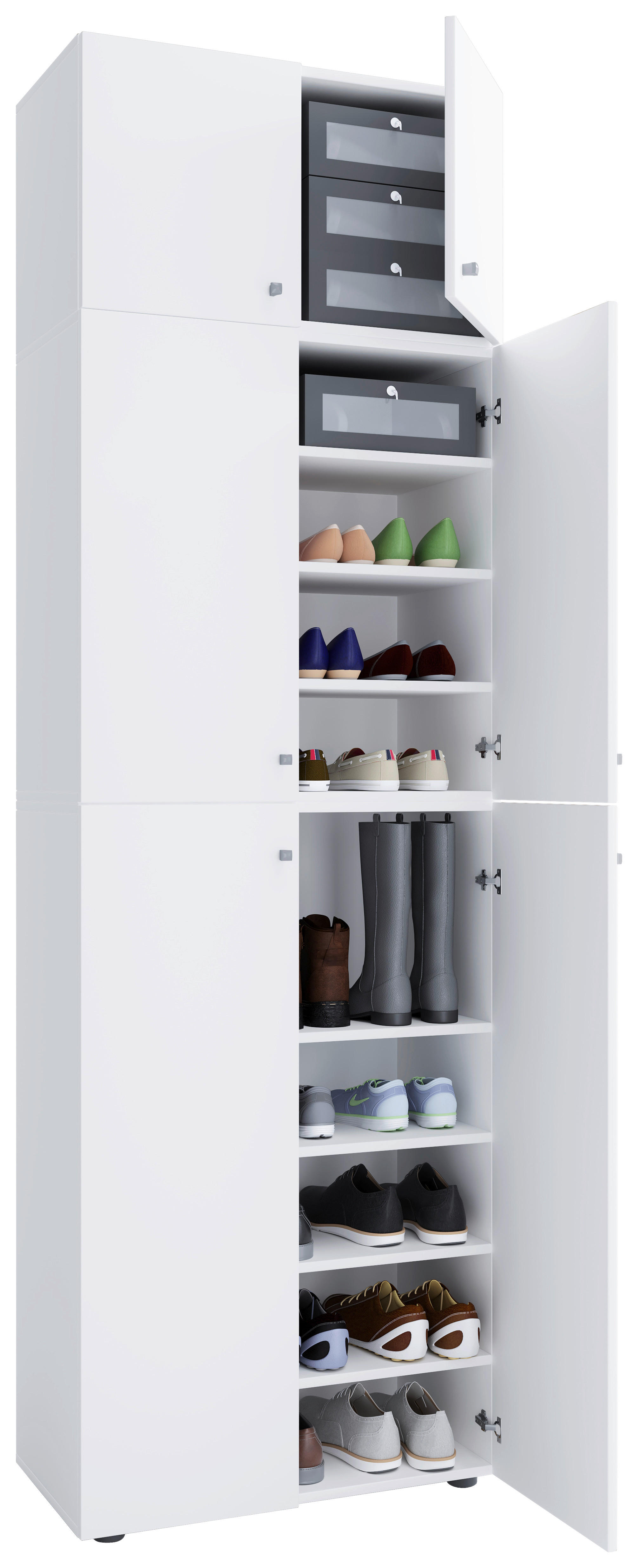 Schuhschrank Lona weiß B/H/T: ca. 70x223x39 cm Lona - weiß (70,00/223,00/39,00cm) - VCM Möbel