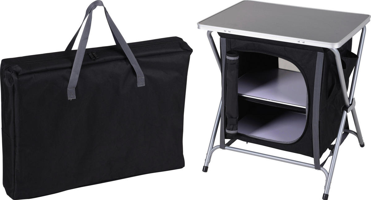 Camping Tischset schwarz Stahl B/H/L: ca. 62,5x12x48,5 cm Campingtisch-/Schrank_faltbar - schwarz (48,50/62,50/12,00cm)