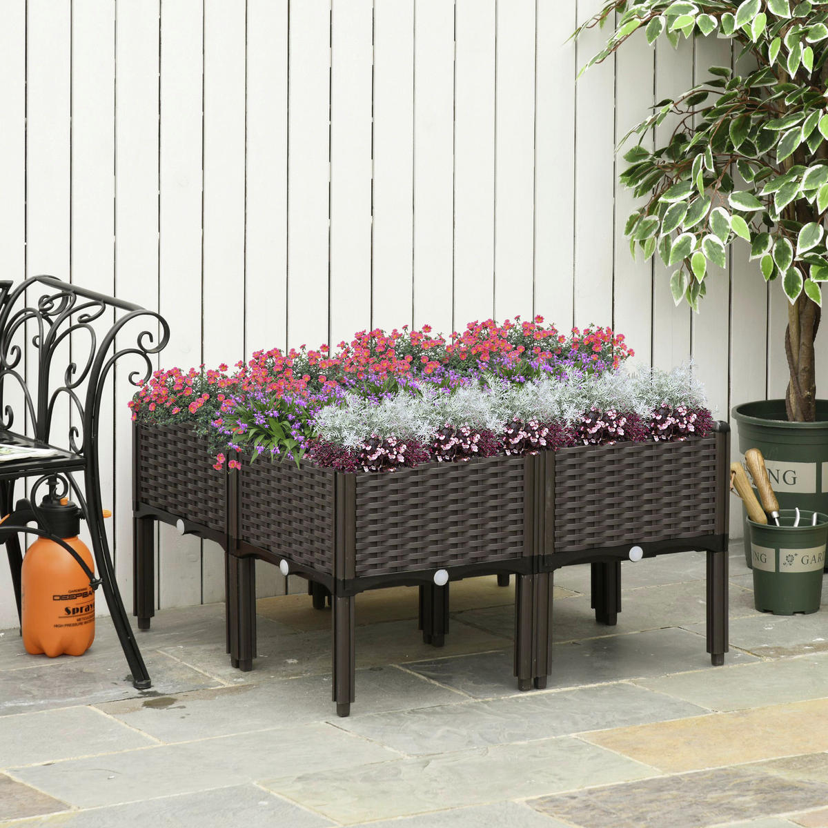 Outsunny Hochbeet kaffee Kunststoff B/H/T: ca. 80x44x80 cm Hochbeet 845-439V01 - kaffee (80,00/44,00/80,00cm) - Outsunny