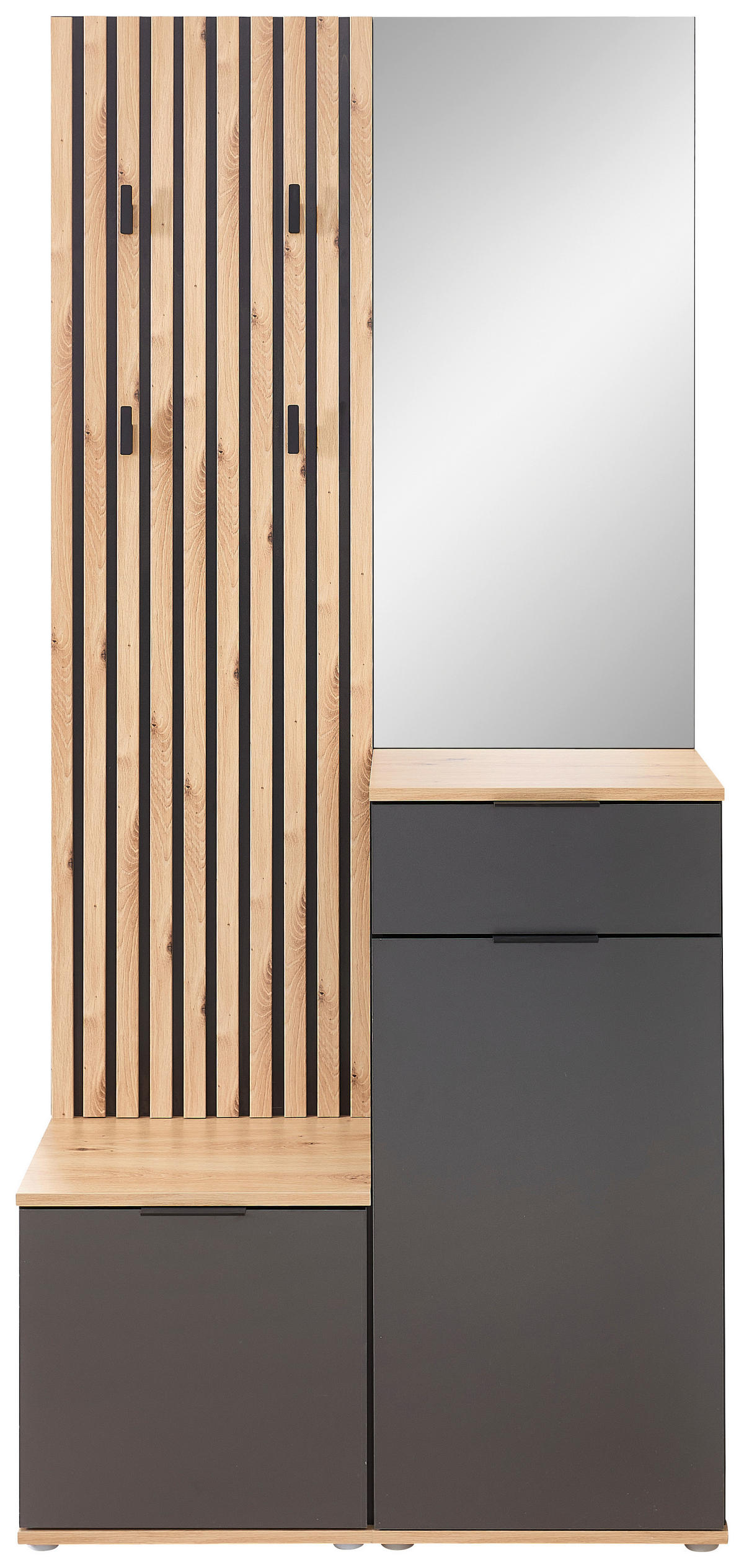 Garderobe Simple anthrazit Eiche Artisan Nachbildung B/H/T: ca. 88x195x35 cm Simple - Eiche/anthrazit (88,00/195,00/35,00cm)