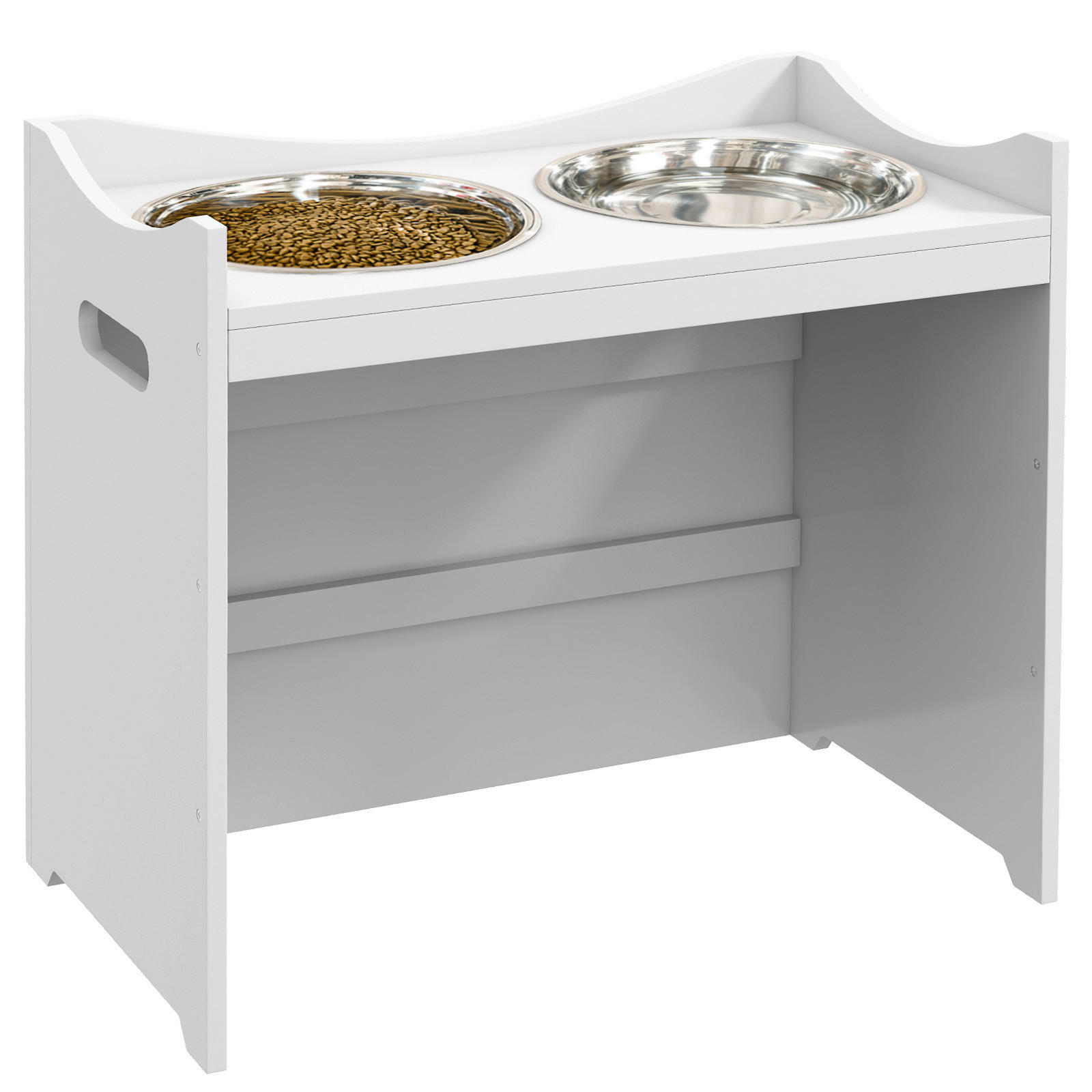 PawHut Futterstation weiß Edelstahl B/H/L: ca. 31,5x47x54 cm Futterstation - weiß (54,00/31,50/47,00cm) - PawHut