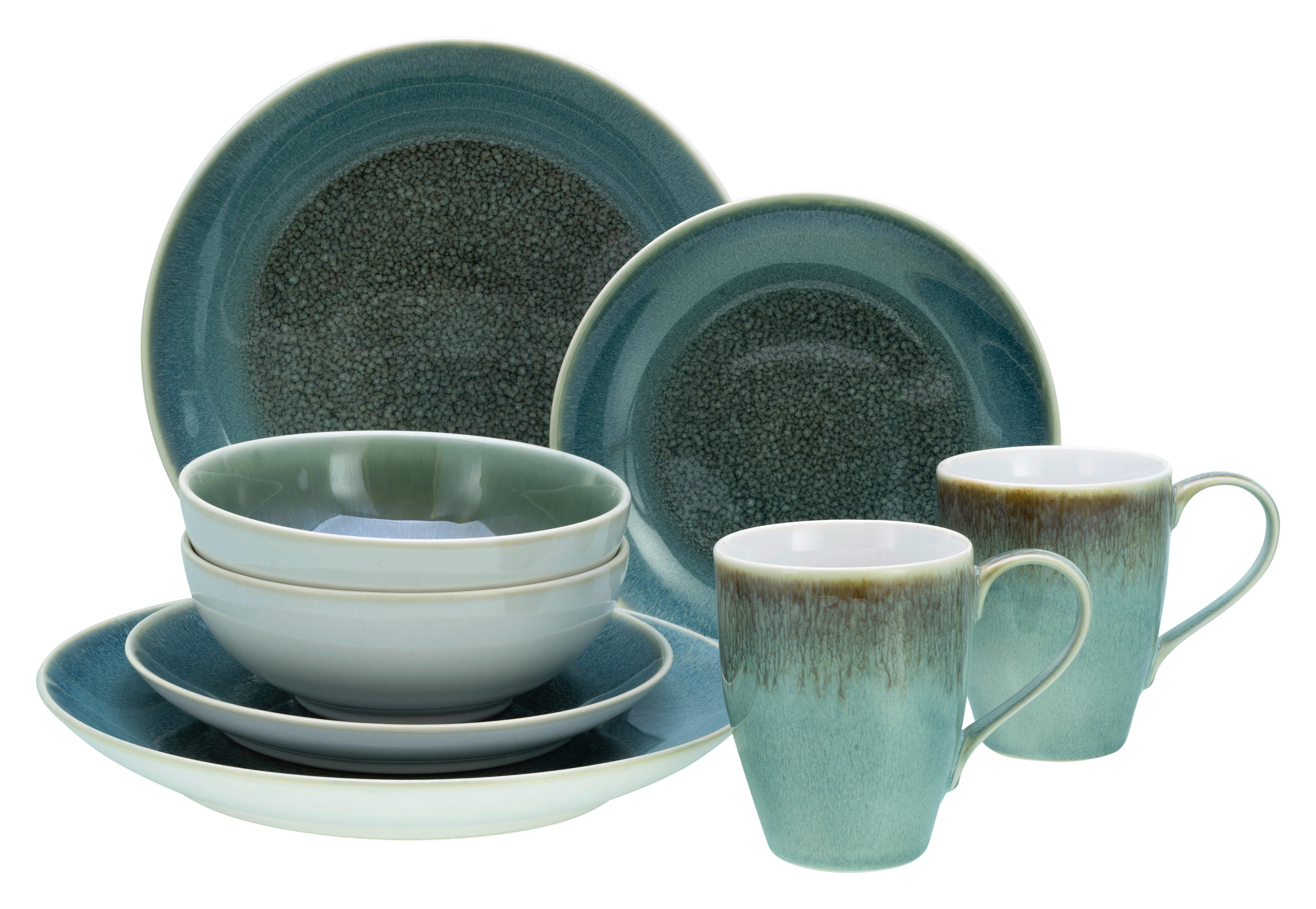 CreaTable Kombiservice Caldera grün Steinzeug 8 tlg. Caldera - grün - CreaTable
