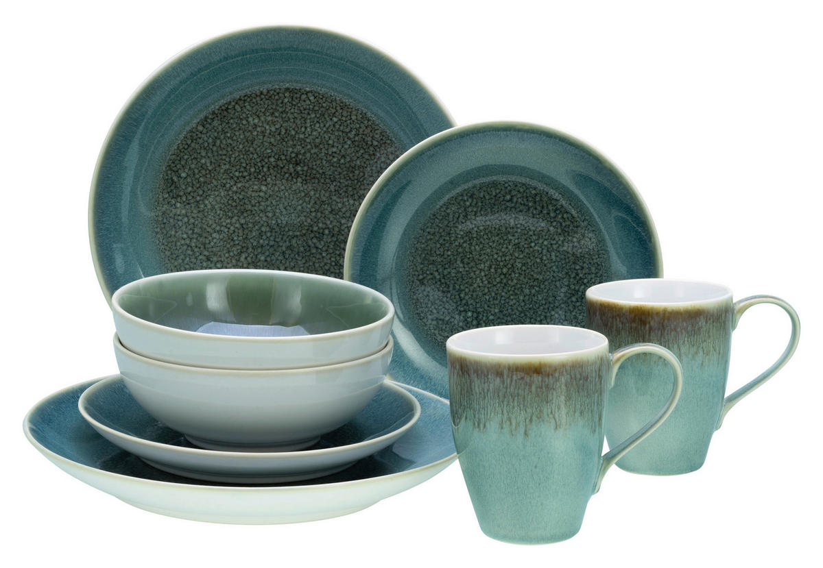 CreaTable Kombiservice Caldera grün Steinzeug 8 tlg. Caldera - grün - CreaTable
