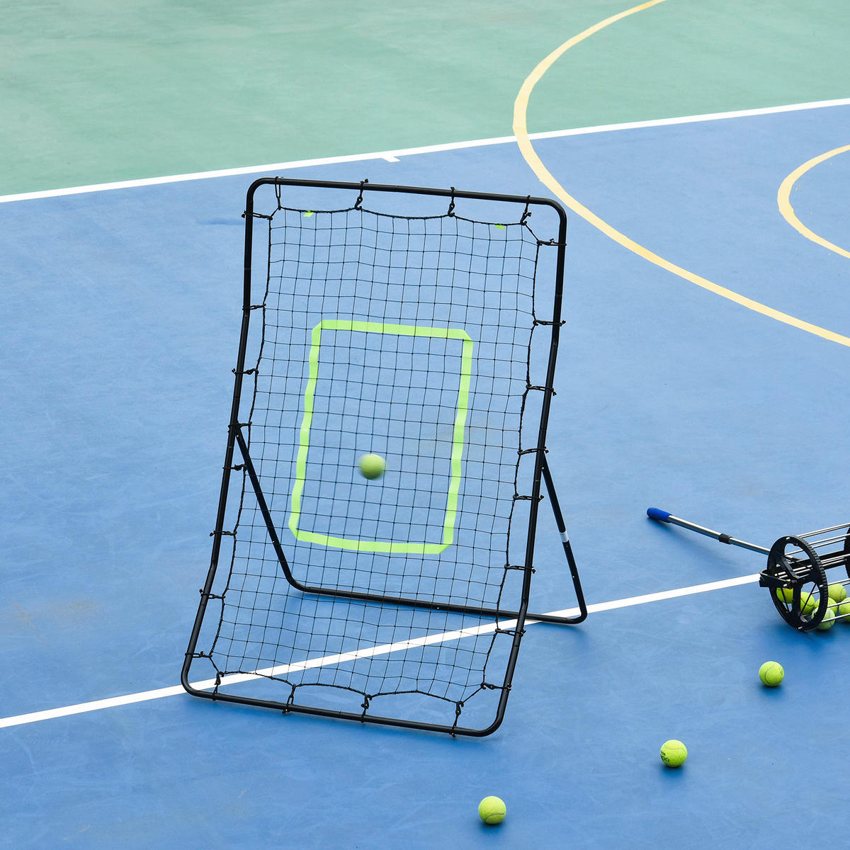 HOMCOM Netzrückprallwand Rebounder schwarz B/H/L: ca. 90x140x80 cm Netzrückprallwand_Rebounder_Tor - schwarz (80,00/90,00/140,00cm) - HOMCOM