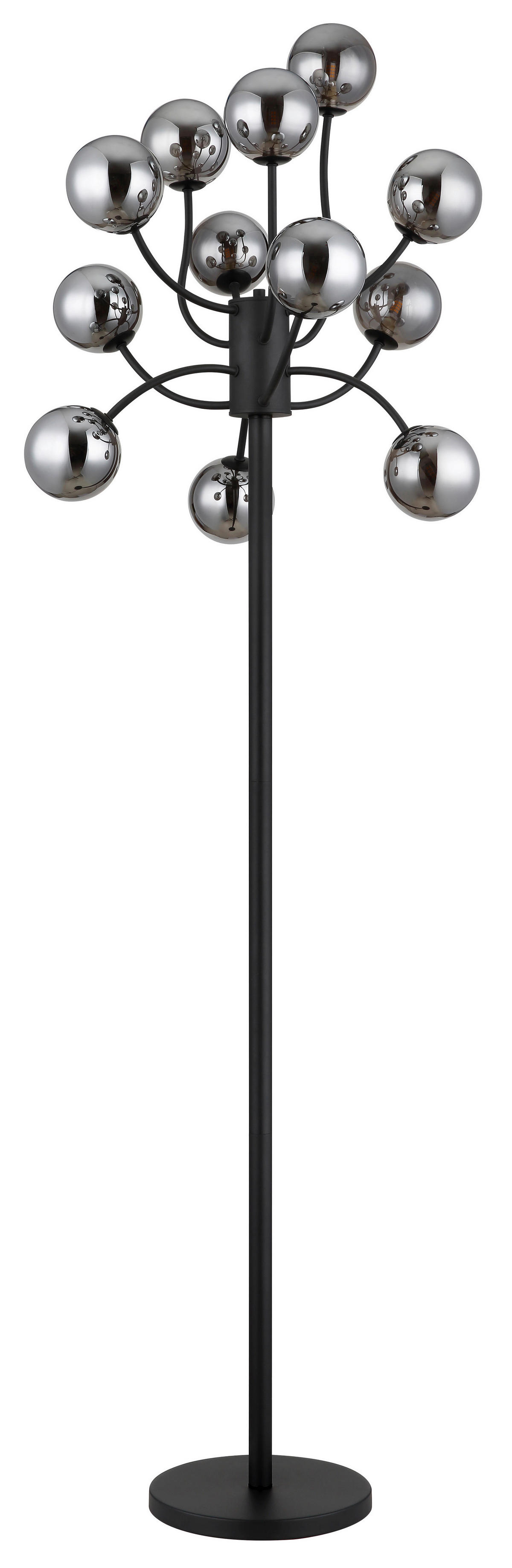 GLOBO Stehleuchte mattschwarz Rauch Metall Glas H/D: ca. 200x62 cm G9 12 Brennstellen RIHA - Rauch/mattschwarz (62,00/200,00cm) - GLOBO