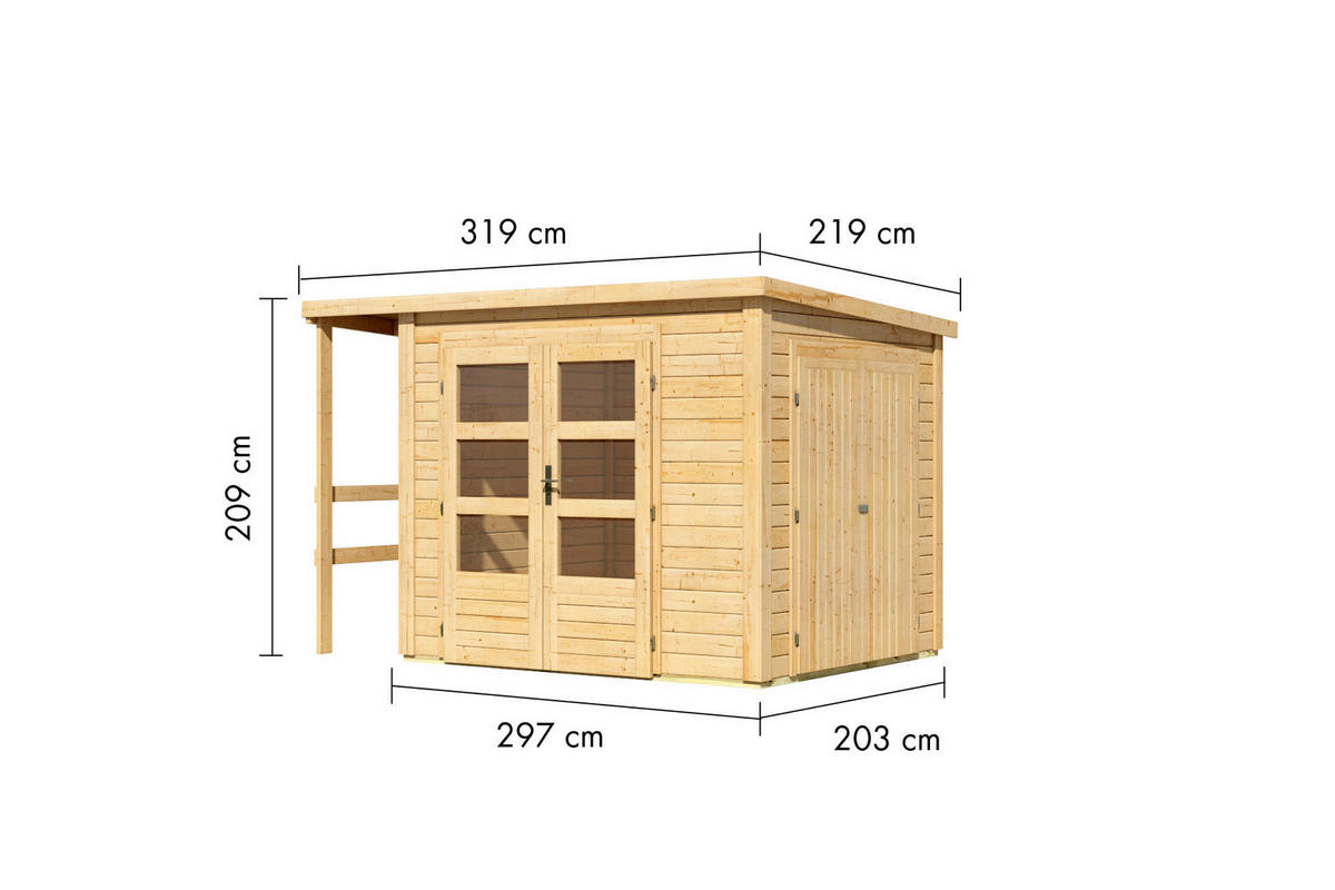 Karibu Gartenhaus Fabi natur B/H/L: ca. 204x230x244 cm Fabi - natur (244,00/204,00/230,00cm) - Karibu