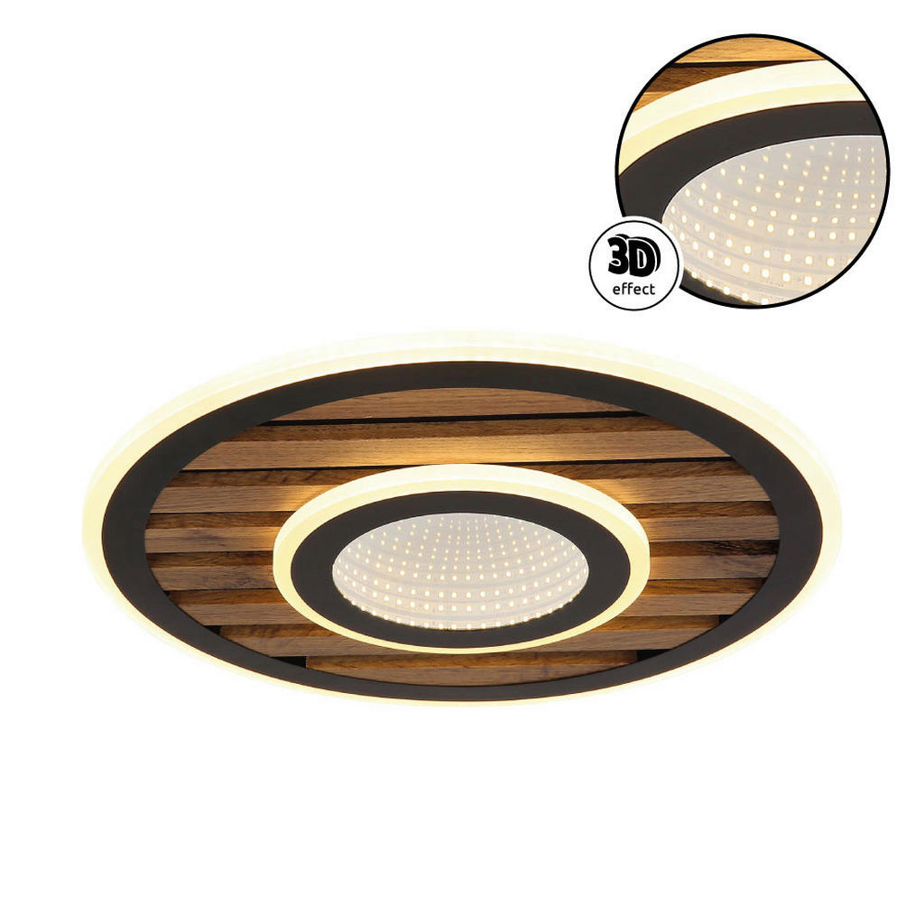 Thumbnail - GLOBO Deckenleuchte Opal mattschwarz Metall MDF H/D: ca. 6x40 cm 1 Brennstellen