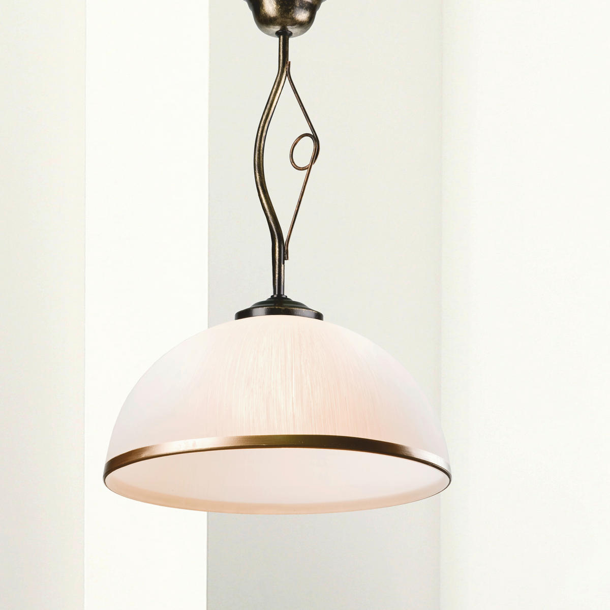 Lamkur Deckenleuchte schwarz Glas Stahl B/H/L: ca. 32,5x45x32,5 cm E27 1 Brennstellen RETRO - schwarz (32,50/32,50/45,00cm) - Lamkur