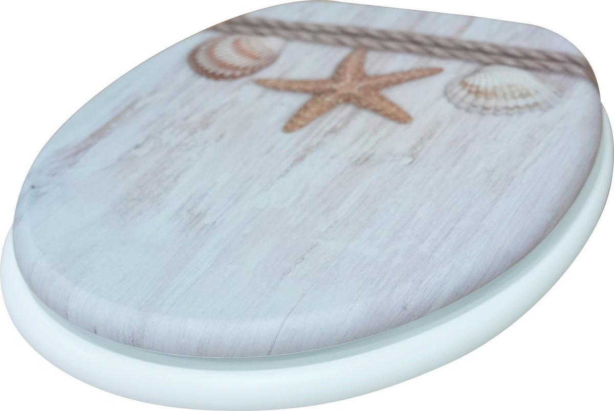 WC-Sitz beige braun MDF B/H/T: ca. 45,8x5,7x37,6 cm WC-Sitz_Maritim MDF FSC - beige/braun (45,80/5,70/37,60cm)