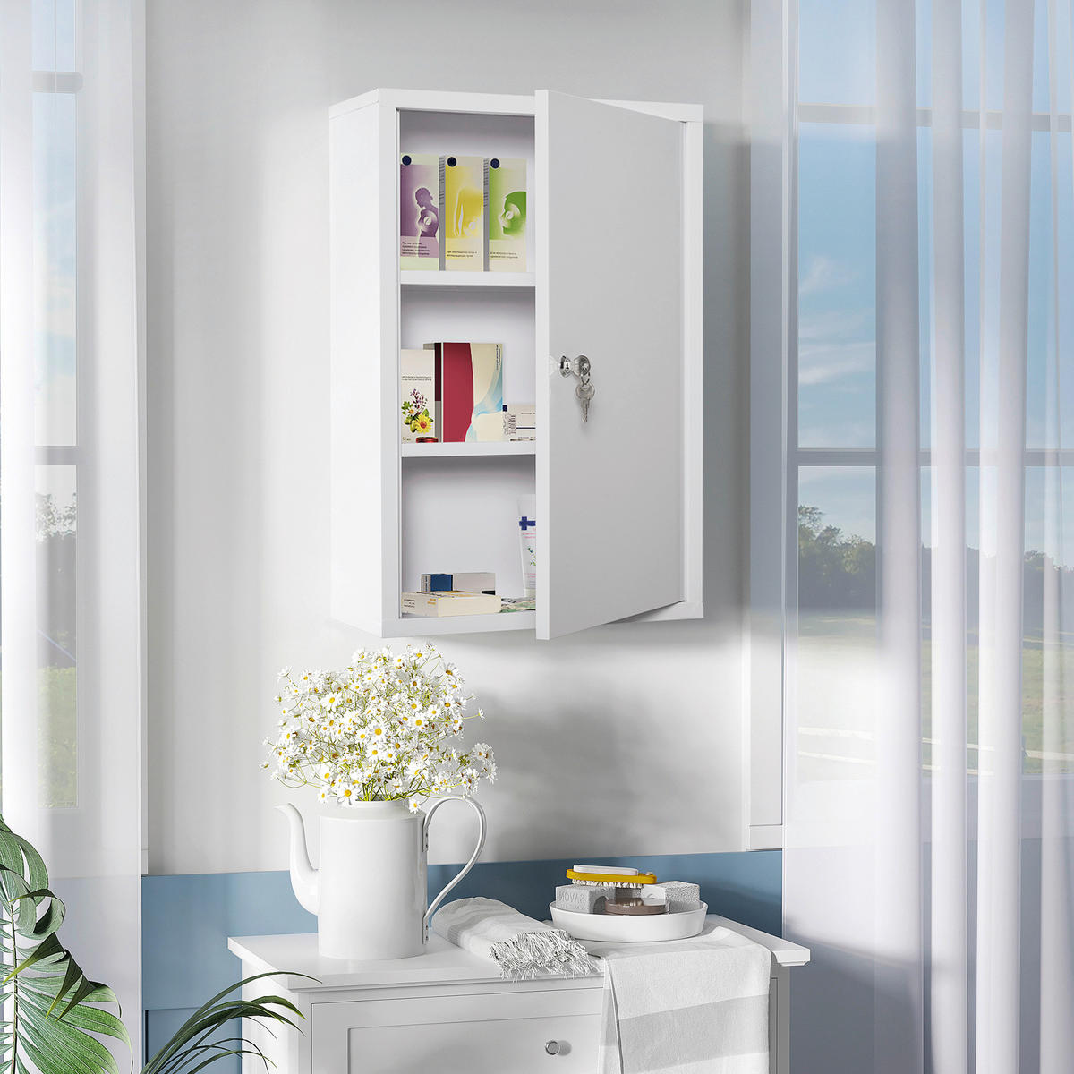 kleankin Medizinschrank weiß Polypropylen B/H/L: ca. 18x40x60 cm Medizinschrank - weiß (60,00/18,00/40,00cm) - kleankin