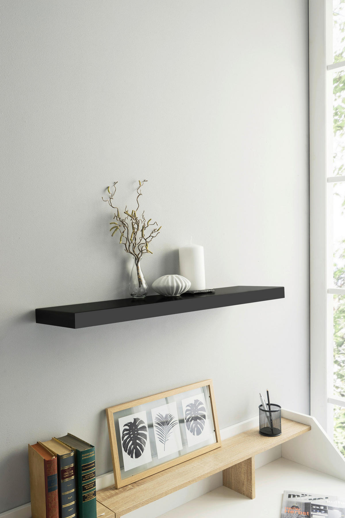 Wandboard Shelvy 80 schwarz B/H/T: ca. 80x4x24 cm Shelvy 80 - schwarz (80,00/4,00/24,00cm)