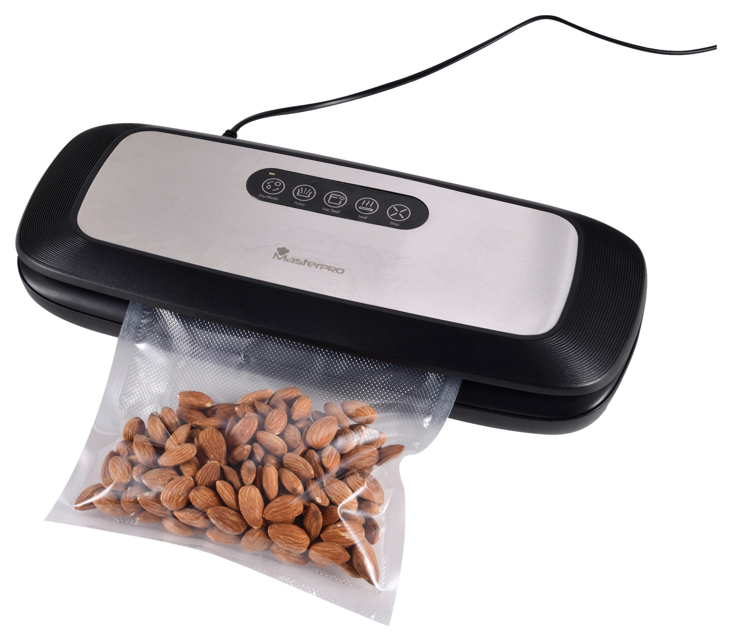 MASTERPRO Vakuumierer BGMP-9080 Foodies silber schwarz Kunststoff Edelstahl B/H/T: ca. 37x7x15 cm ca. 130 W Foodies BGMP-9080 - schwarz/silber (37,00/7,00/15,00cm) - MASTERPRO