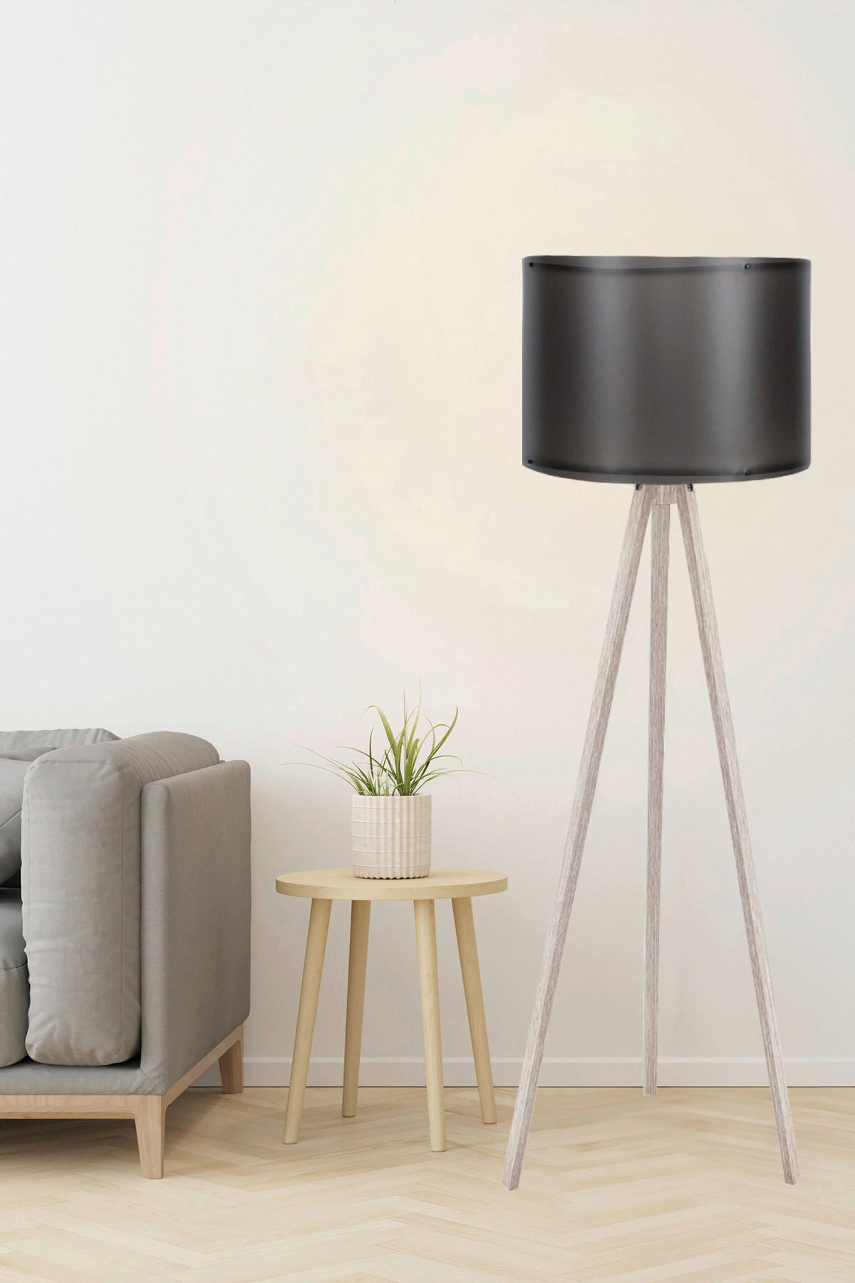 Opviq Stehleuchte schwarz creme MDF Polypropylen B/H/L: ca. 38x145x38 cm E27 1 Brennstellen Stehleuchte_119 - creme/schwarz (38,00/38,00/145,00cm) - Opviq