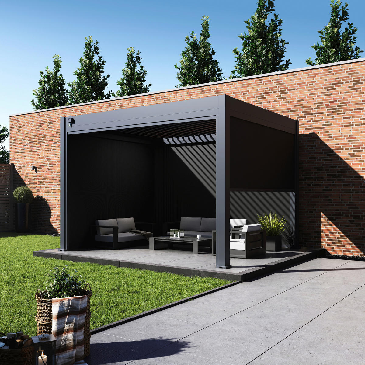 Paragon Outdoor Seitenteil für Pergola Grand Tuscan grau Kunststoff B/H: ca. 279x237 cm Grand Tuscan - grau (279,00/237,00cm) - Paragon Outdoor