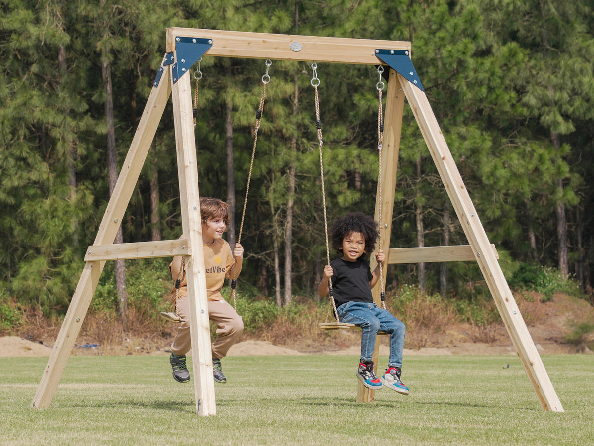 AXI Doppelschaukel Yuna braun B/H/L: ca. 224x208x186 cm Yuna - blau/braun (186,00/224,00/208,00cm) - AXI