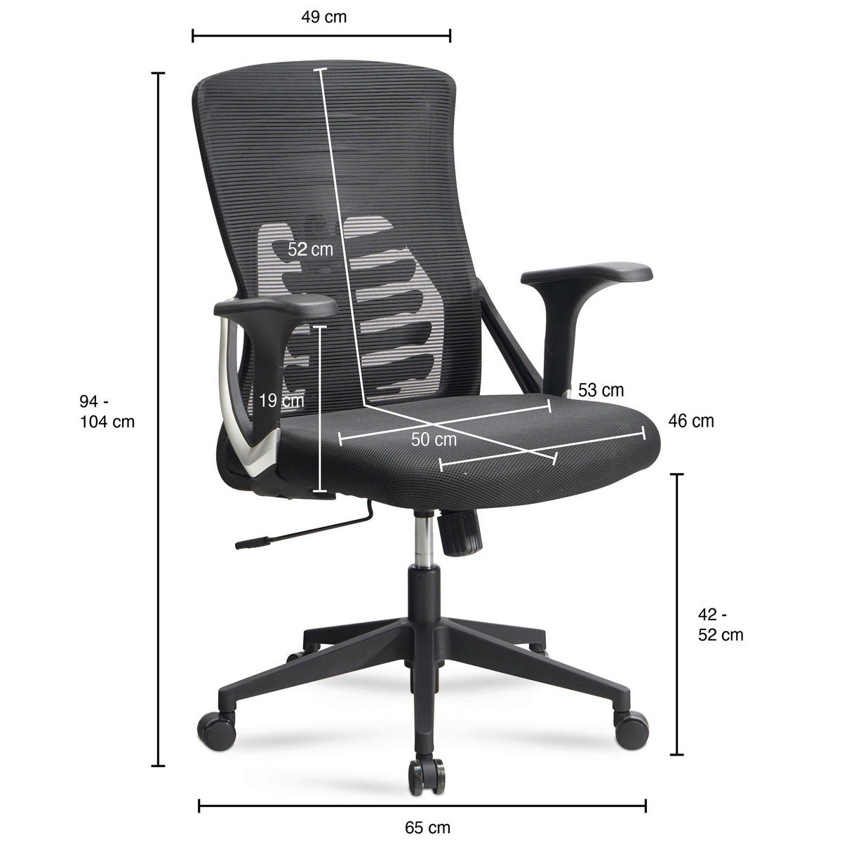 Drehstuhl schwarz Bürostuhl - schwarz (65,00/104,00/65,00cm) - Amstyle
