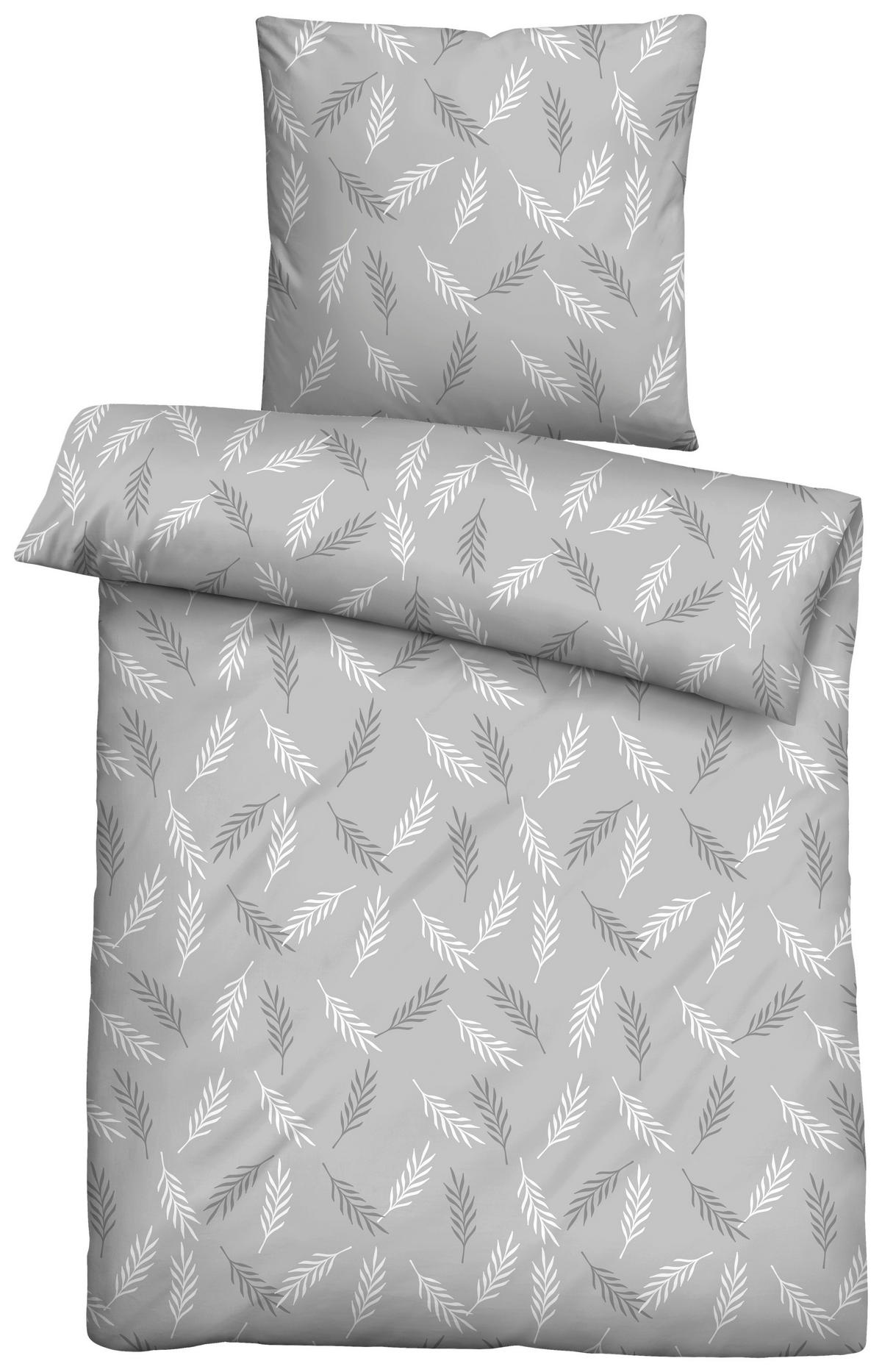 Baumwoll Bettwäsche Seersucker Bettwäsche_Seersucker_Federn - grau (135,00/200,00cm)