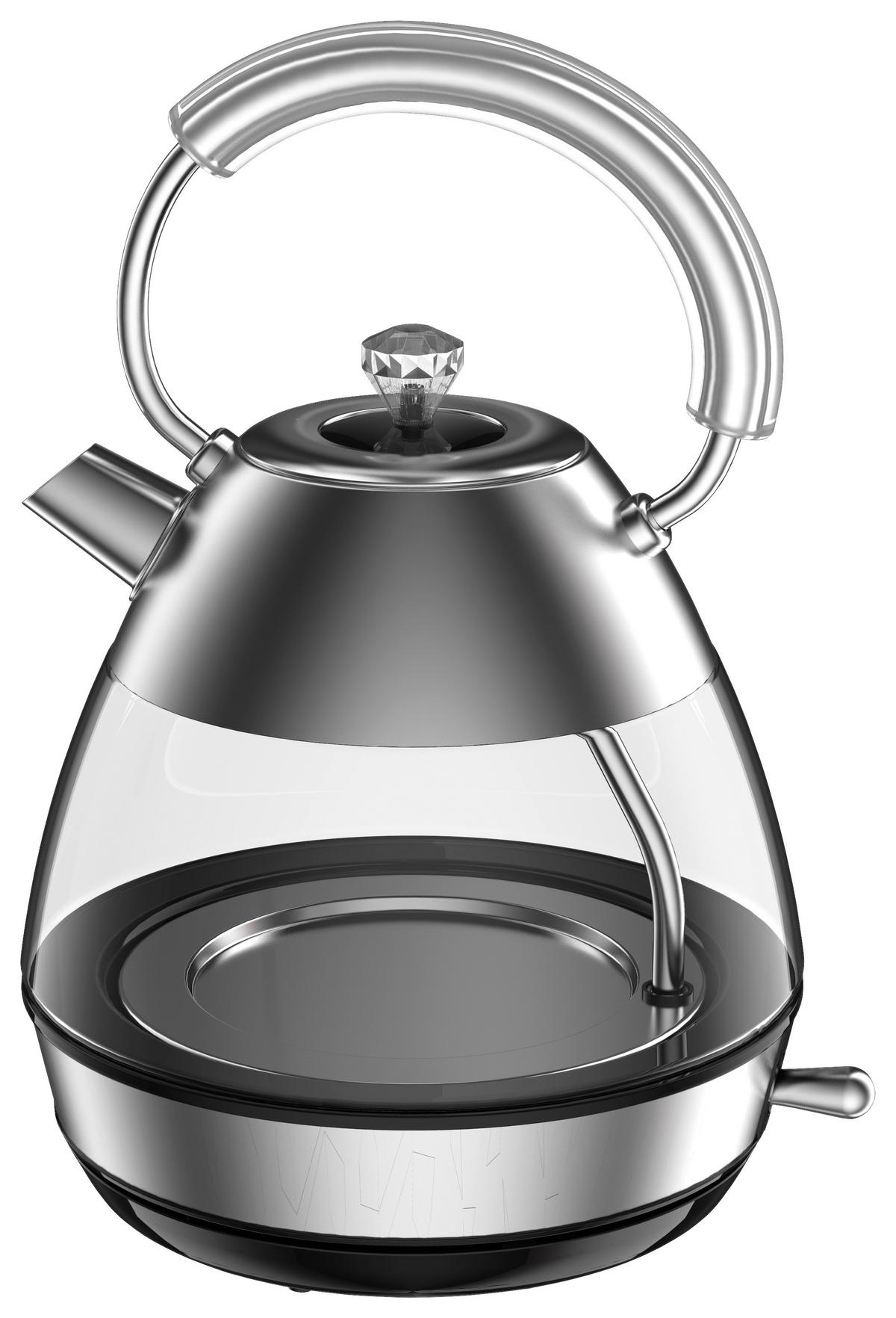 Emerio Wasserkocher WK-133826.2 silber Glas Edelstahl B/H/L: ca. 19,7x30,4x14,6 cm ca. 1,7 l Wasserkocher_Glas WK-133826.2 - silber (14,60/19,70/30,40cm) - Emerio