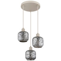 GLOBO Hängeleuchte Rauch beige Metall Glas B/H/L: ca. 34x24x34 cm E27 3 Brennstellen Hängeleuchte-Antonio - beige/Rauch (34,00/34,00/24,00cm) - GLOBO