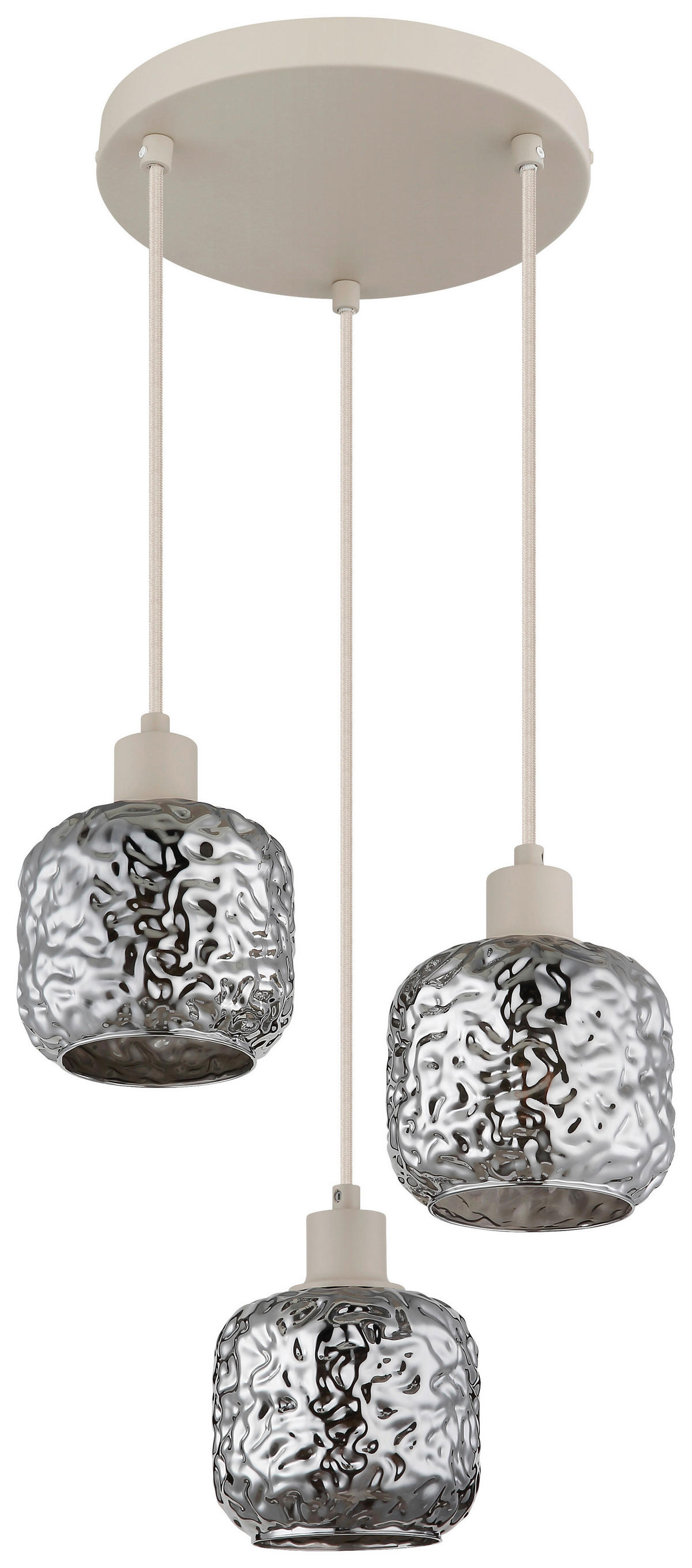 GLOBO Hängeleuchte Rauch beige Metall Glas B/H/L: ca. 34x24x34 cm E27 3 Brennstellen Hängeleuchte-Antonio - beige/Rauch (34,00/34,00/24,00cm) - GLOBO