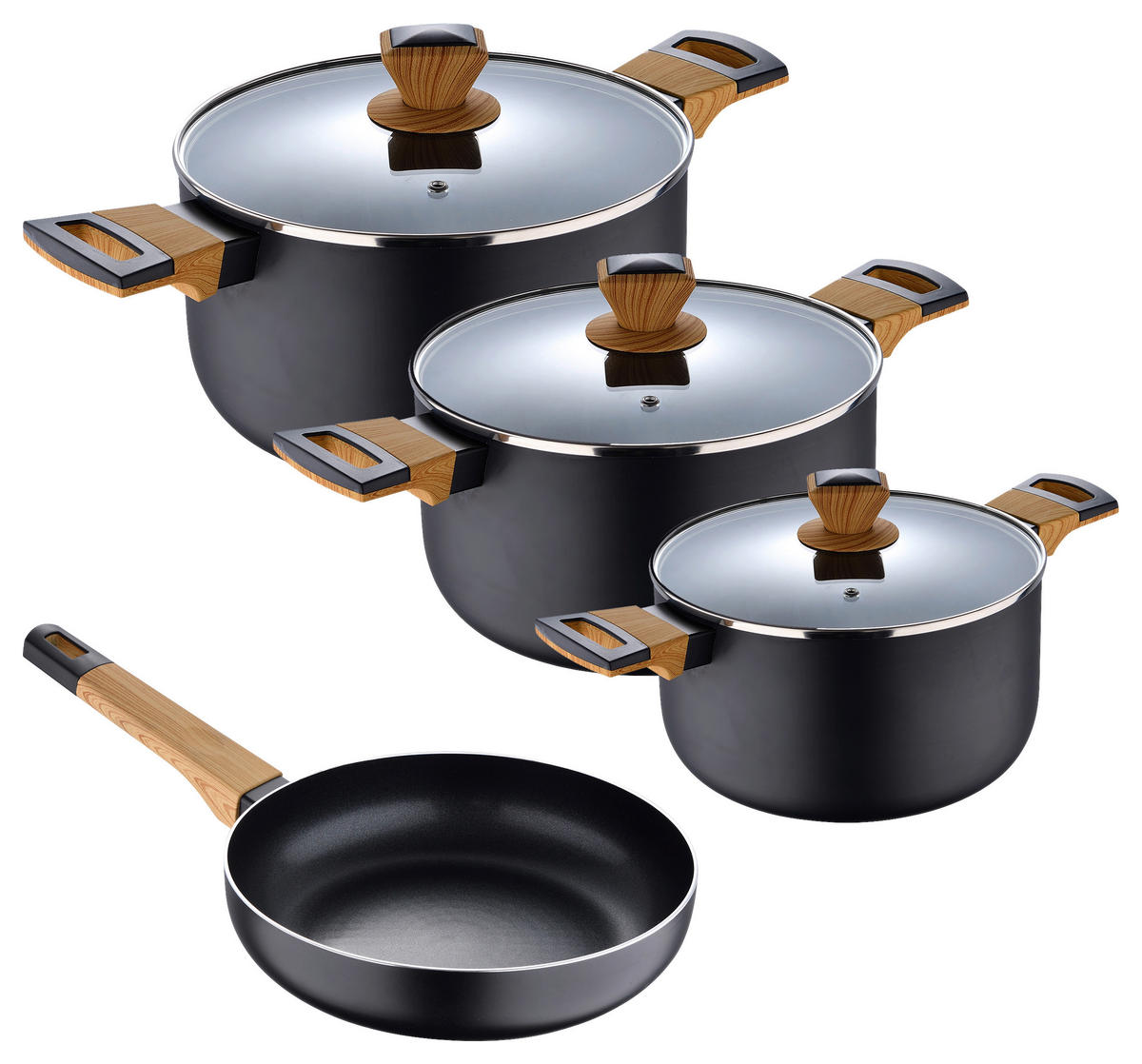 BERGNER Topfset Earth black schwarz Aluminium 7 tlg. Earth black - natur/schwarz - BERGNER