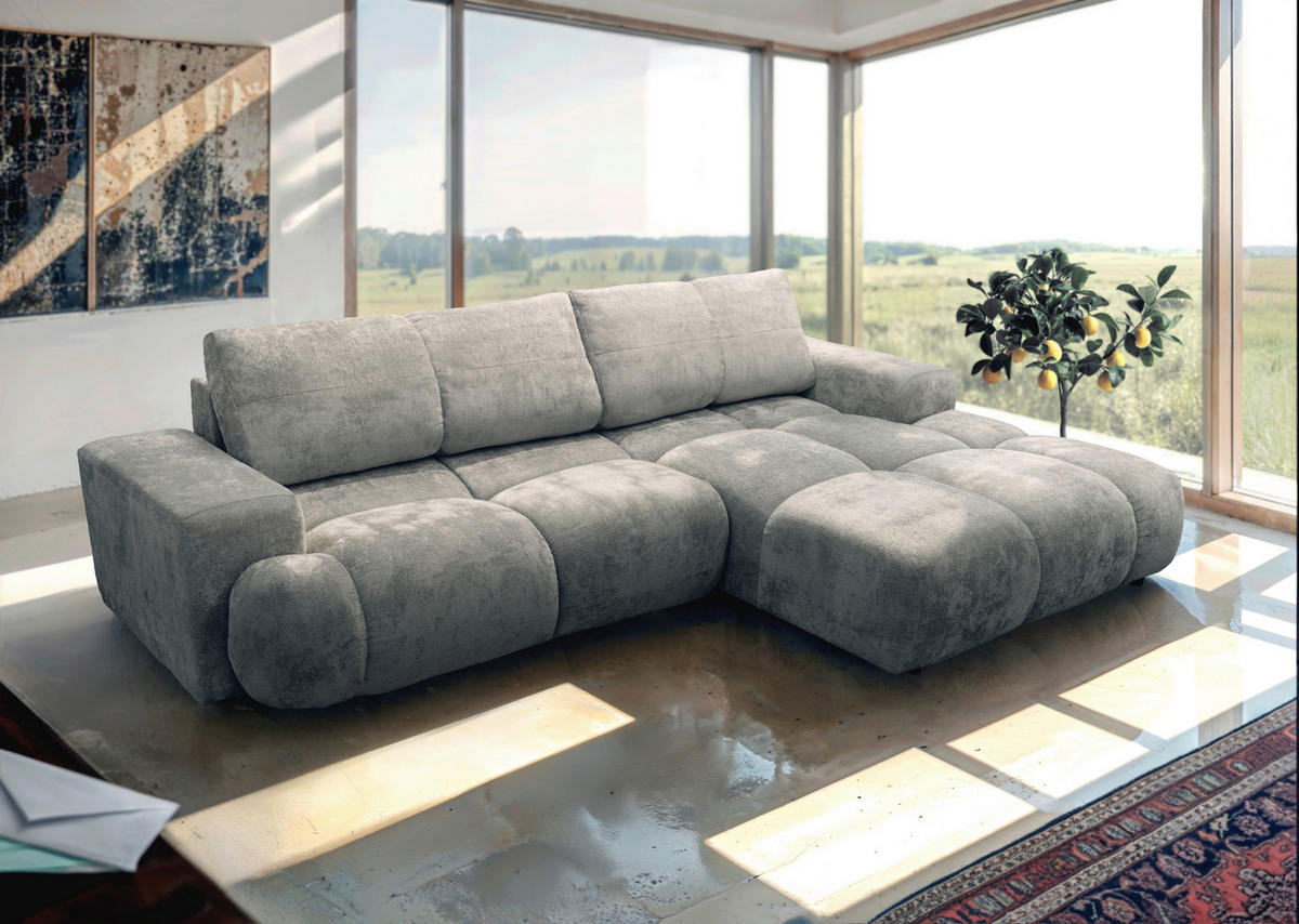 Ecksofa Rossano grau Microfaser B/H/T: ca. 288x69x187 cm Rossano - schwarz/grau (288,00/69,00/187,00cm)
