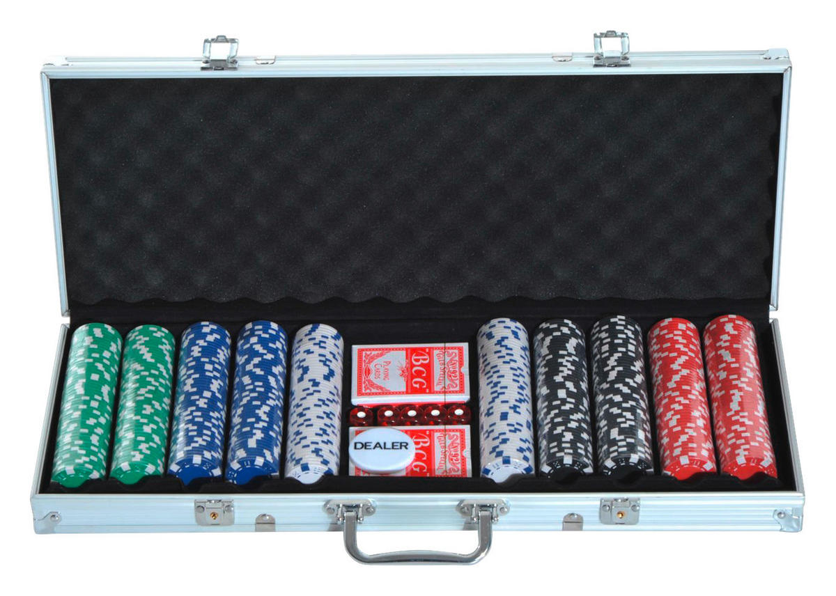 HOMCOM Pokerkoffer B/H/L: ca. 22x6,5x55,5 cm Pokerkoffer - silber (55,50/22,00/6,50cm) - HOMCOM