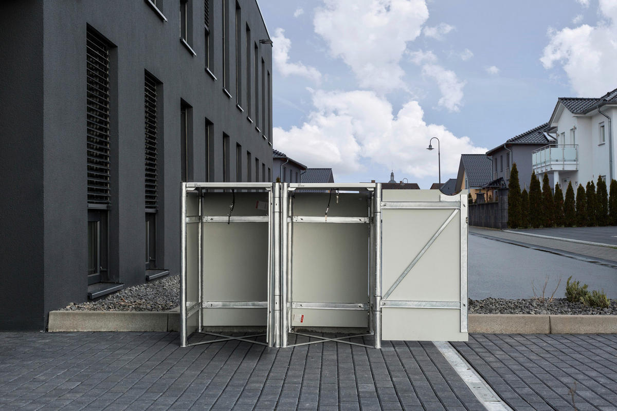 Hide Mülltonnenbox 2x 240 Liter schwarz B/H/T: ca. 140x115x81 cm 2x 240 Liter - schwarz (140,00/115,00/81,00cm) - Hide