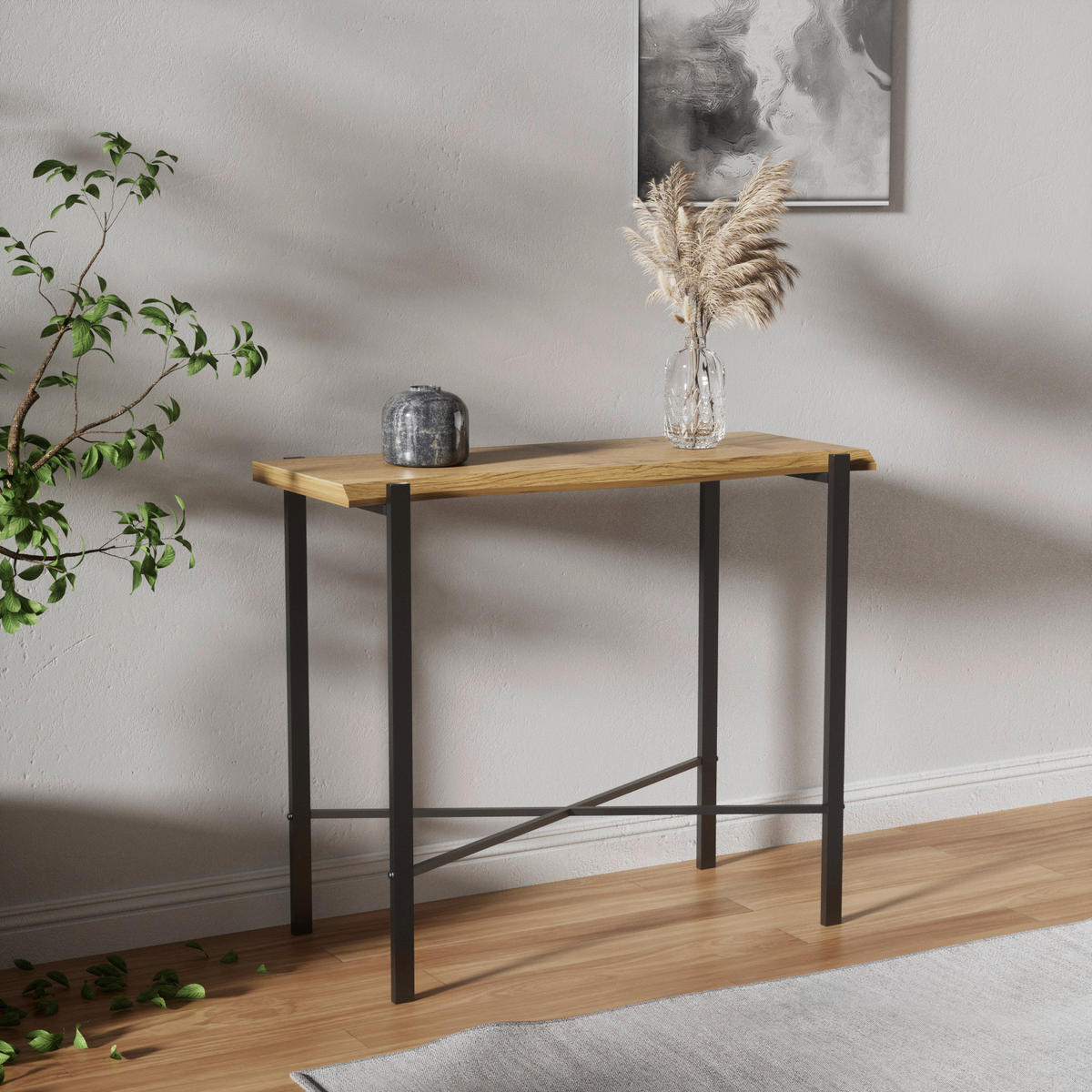 Konsole Almira Eiche Nachbildung schwarz B/H/T: ca. 90x75x38 cm Almira - Eiche/schwarz (90,00/75,00/38,00cm)