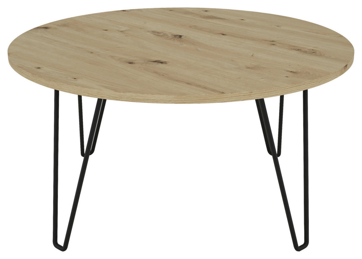 Couchtisch FLAIR Eiche Nachbildung schwarz pulverbeschichtet FLAIR - Eiche/schwarz - byLIVING