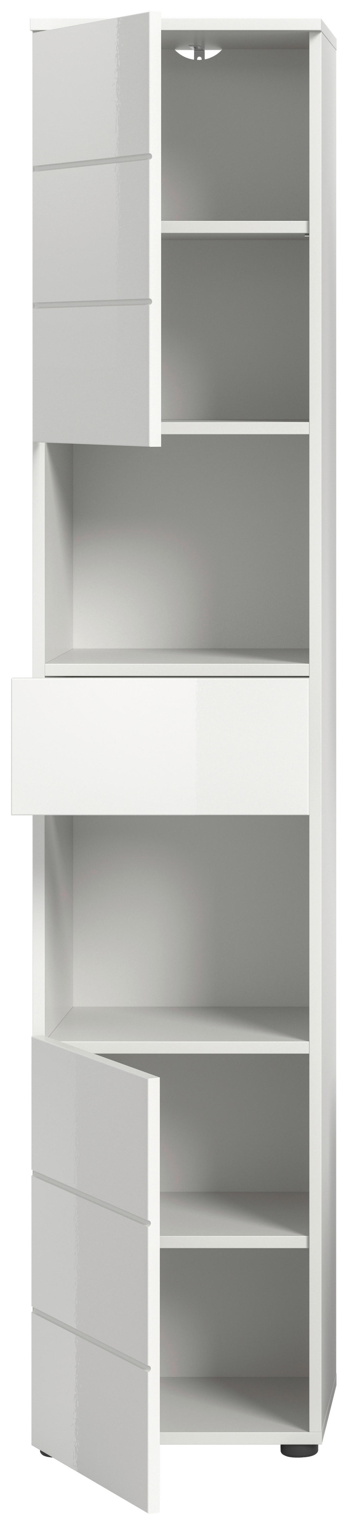 Badhochschrank VIRA weiß weiß Hochglanz B/H/T: ca. 38x190x34 cm VIRA - weiß (38,00/190,00/34,00cm) - xonox.home
