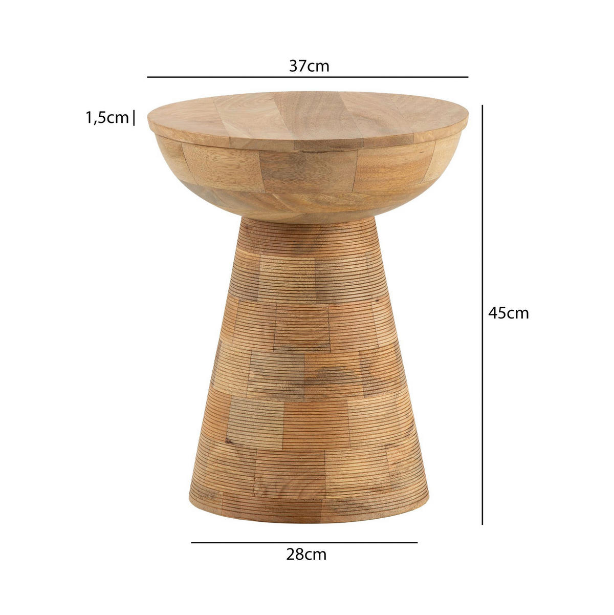 Beistelltisch Mango B/H/T: ca. 37x45x37 cm Beistelltisch - (37,00/45,00/37,00cm) - Wohnling