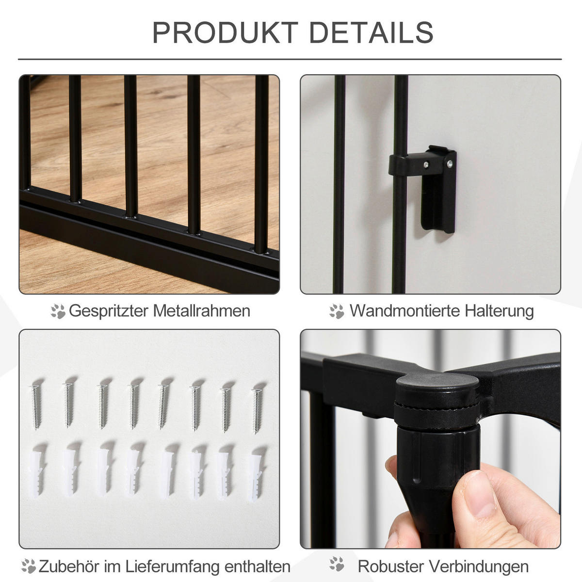 PawHut Absperrgitter schwarz Kunststoff B/H/L: ca. 3x74,5x300 cm Absperrgitter - schwarz (300,00/3,00/74,50cm) - PawHut