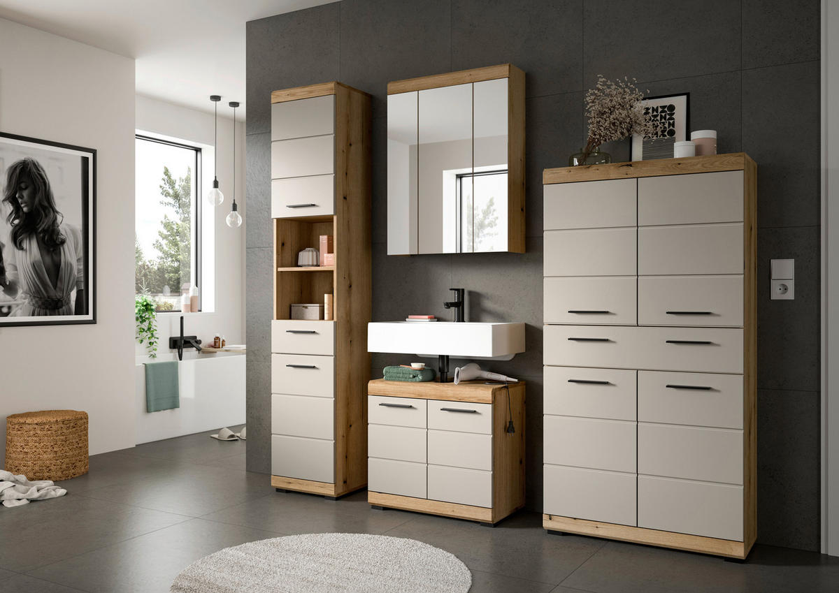 Midischrank Scout Evoke Oak Nachbildung Kaschmirgrau Nachbildung B/H/T: ca. 74x141x31 cm Scout - Kaschmirgrau (74,00/141,00/31,00cm) - xonox.home