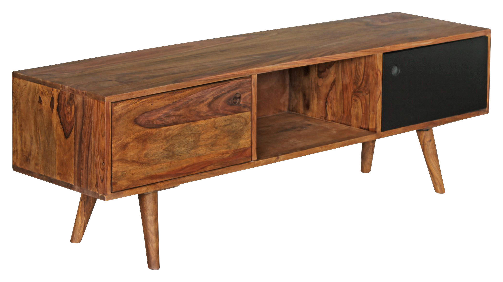 Lowboard natur schwarz B/H/T: ca. 140x45x35 cm Lowboard - natur/schwarz (140,00/45,00/35,00cm) - Wohnling