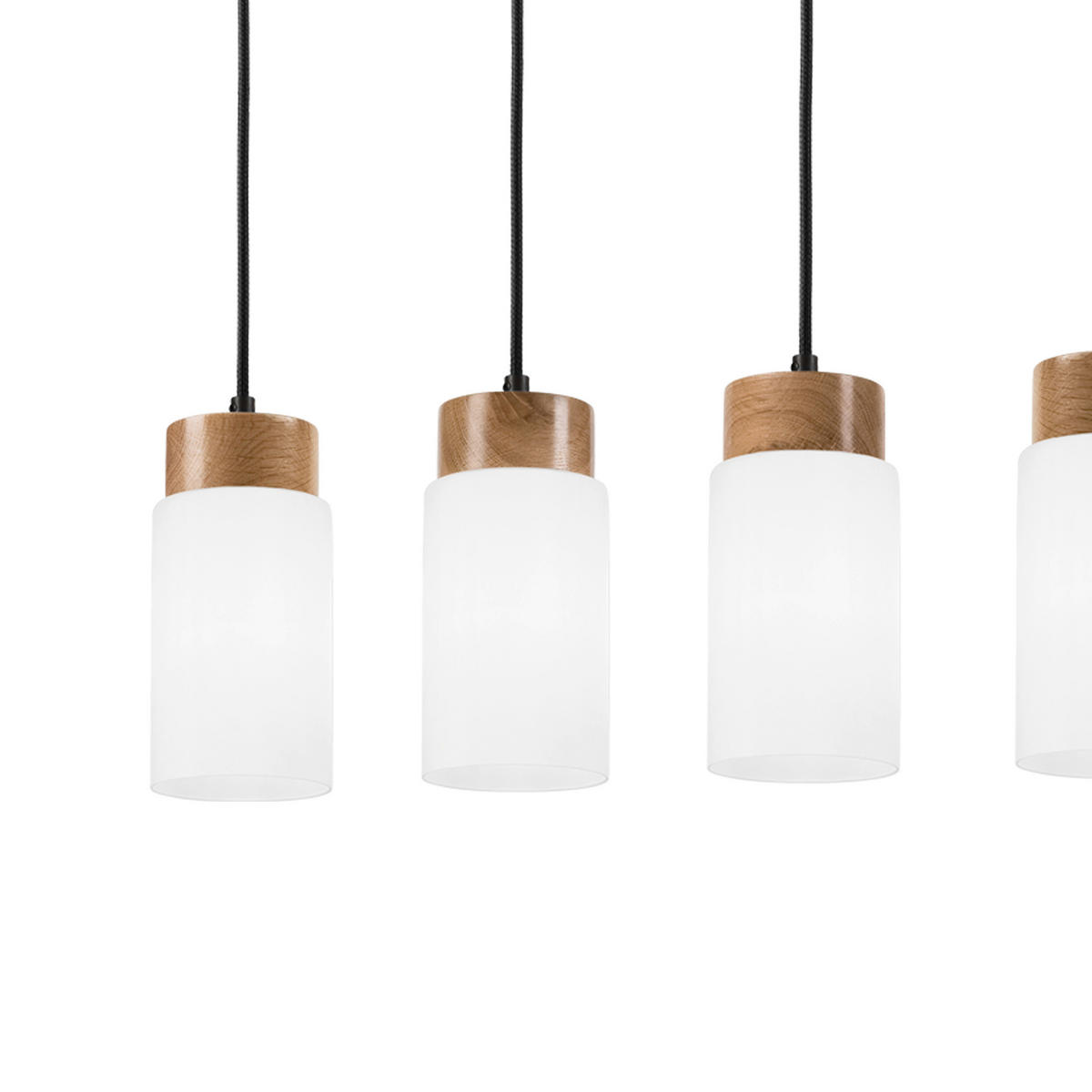 Lamkur Hängeleuchte schwarz Stahl Glas Holz B/H/L: ca. 85x20x20 cm E27 4 Brennstellen Marcus - schwarz (20,00/85,00/20,00cm) - Lamkur